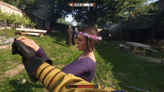 Somebody dancing with a maid with a flower garland in Kingdom Come: Deliverance 2