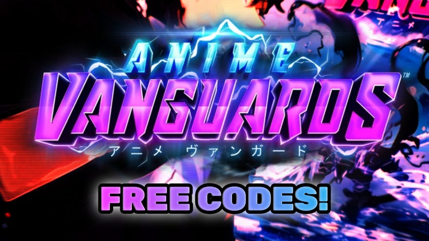 The Anime Vanguards logo superimposed over a colourful backdrop, with "Free Codes" written beneath the logo.