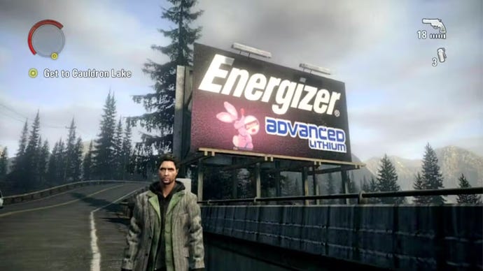 An advertising board for Energizer batteries inside Remedy's Alan Wake