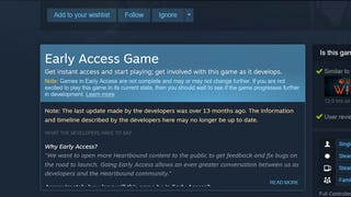 The early access info box from the Steam storepage for Heartbound, captured 5th February 2025