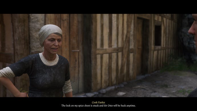 A close-up of an angry Cook Fanka in Kingdom Come: Deliverance 2 speaking to Henry.