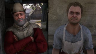 Two NPC characters side-by-side in Kingdom Come: Deliverance 2. Left: Old Olbram. Right: Innkeeper Prochek.