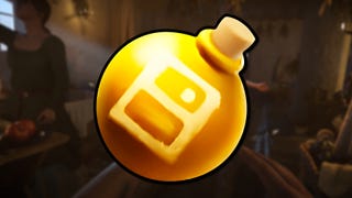 A close-up of the Saviour Schnapps item icon against a blurred tavern background in Kingdom Come: Deliverance 2.