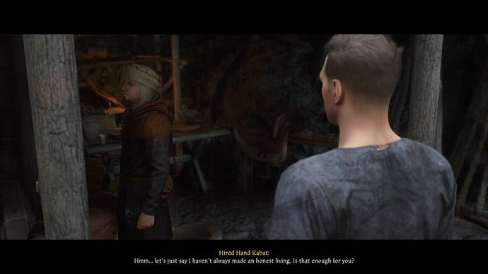 Henry speaks with Hired Hand Kabat in Kingdom Come: Deliverance 2.