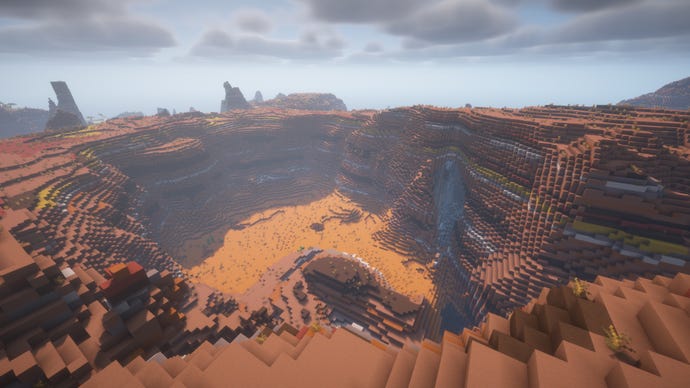 Minecraft screenshot of the 'Grand Canyon ' seed showing a large natural structure.